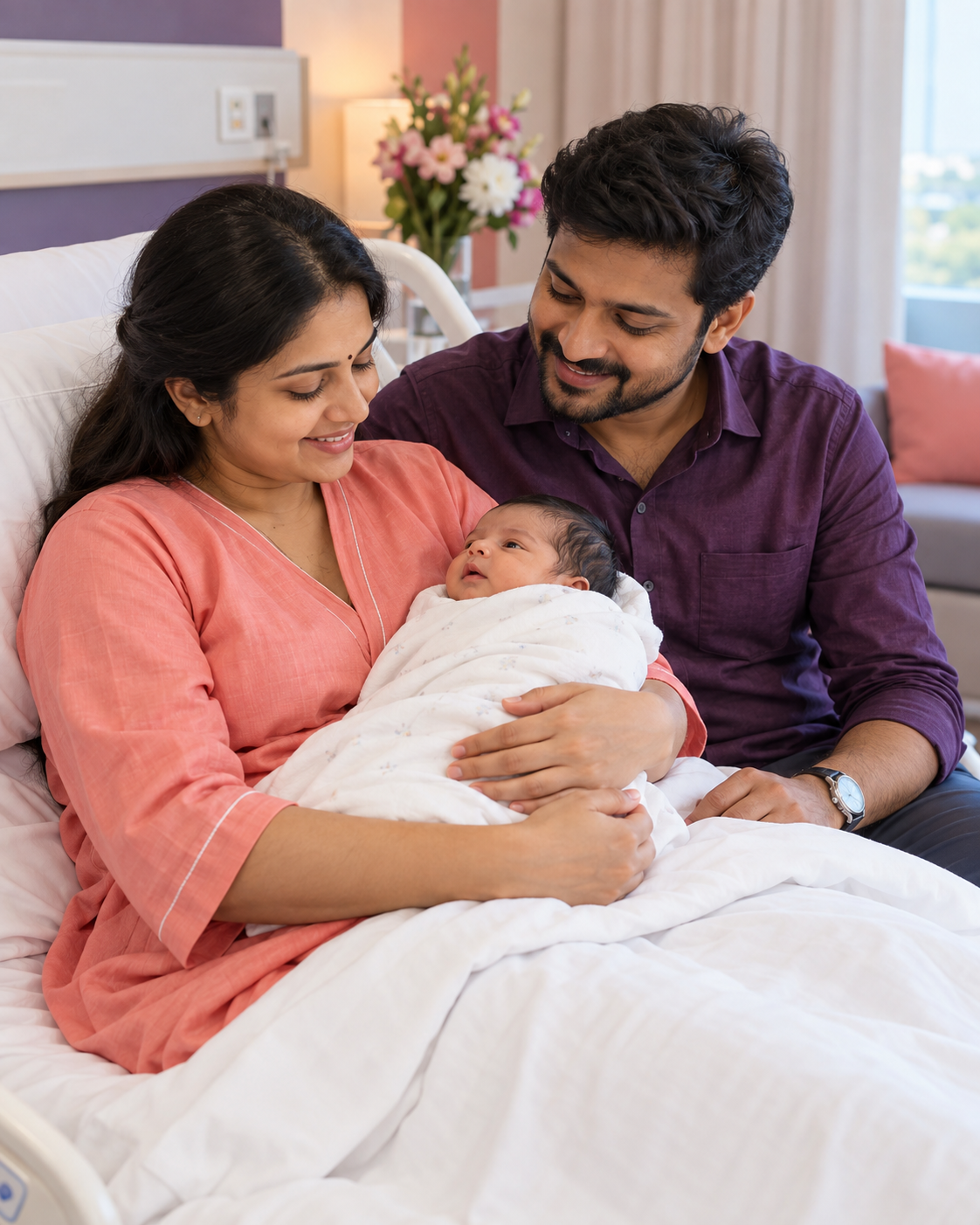 Parents welcoming their newborn baby